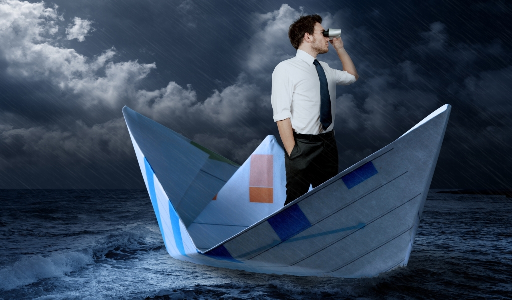 Man in Paper Boat for 1024 x 600 widescreen resolution