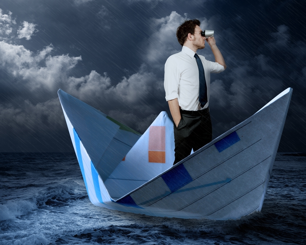Man in Paper Boat for 1280 x 1024 resolution