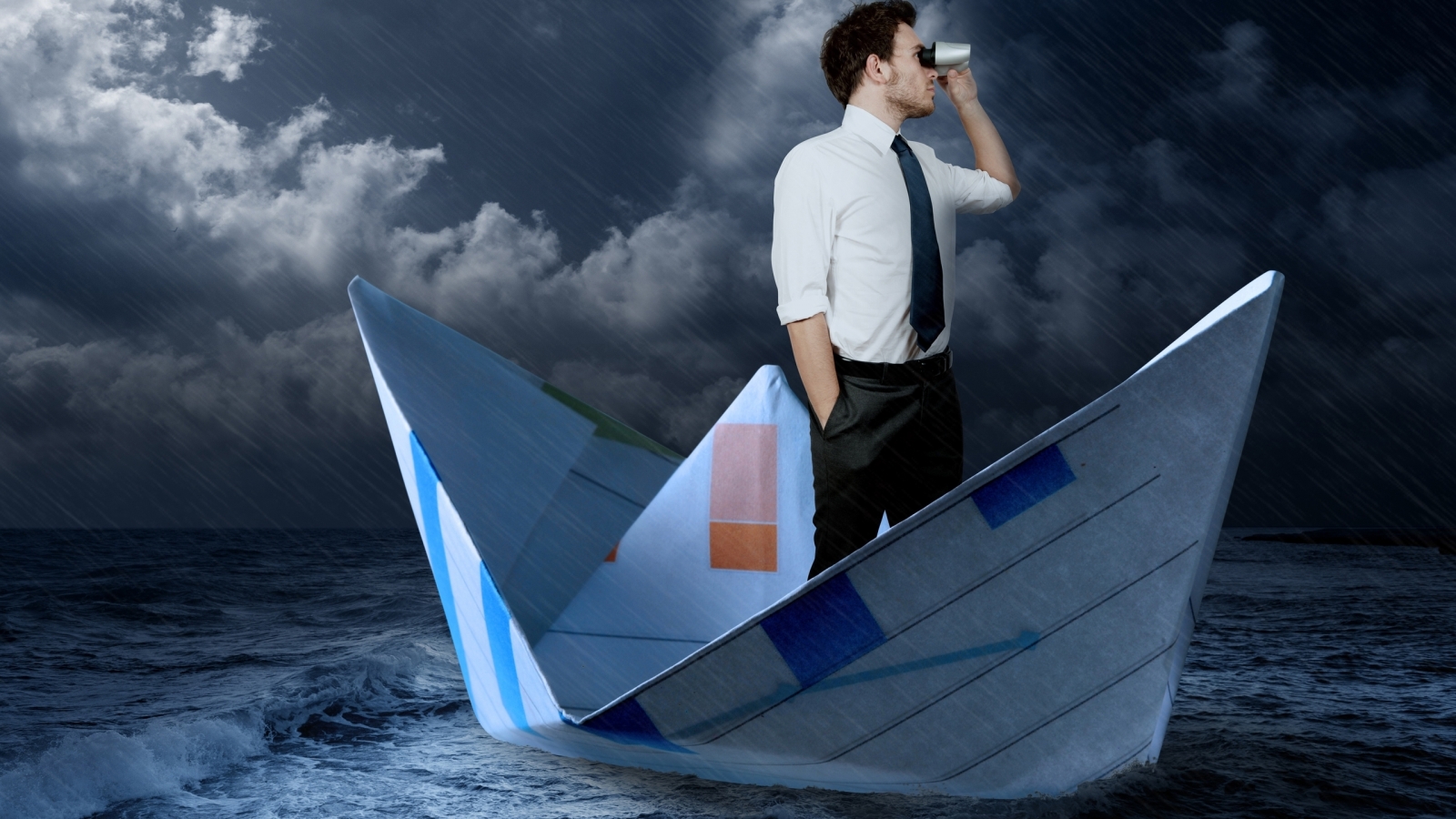 Man in Paper Boat for 1600 x 900 HDTV resolution