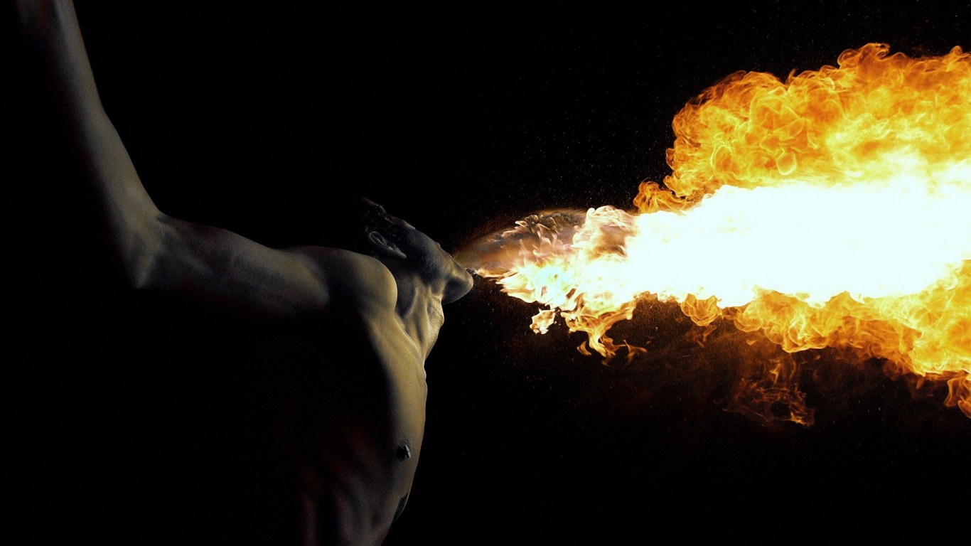 Man spit fire for 1366 x 768 HDTV resolution