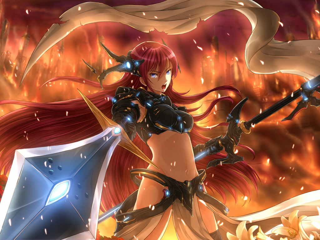 Megurine Luka in Fire for 1024 x 768 resolution