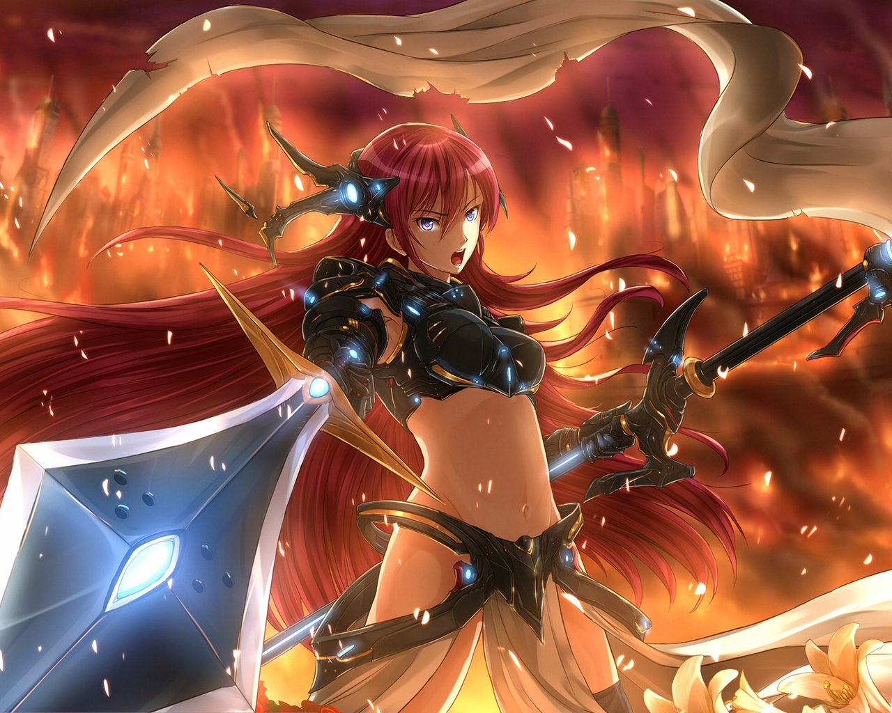 Megurine Luka in Fire for 1280 x 1024 resolution
