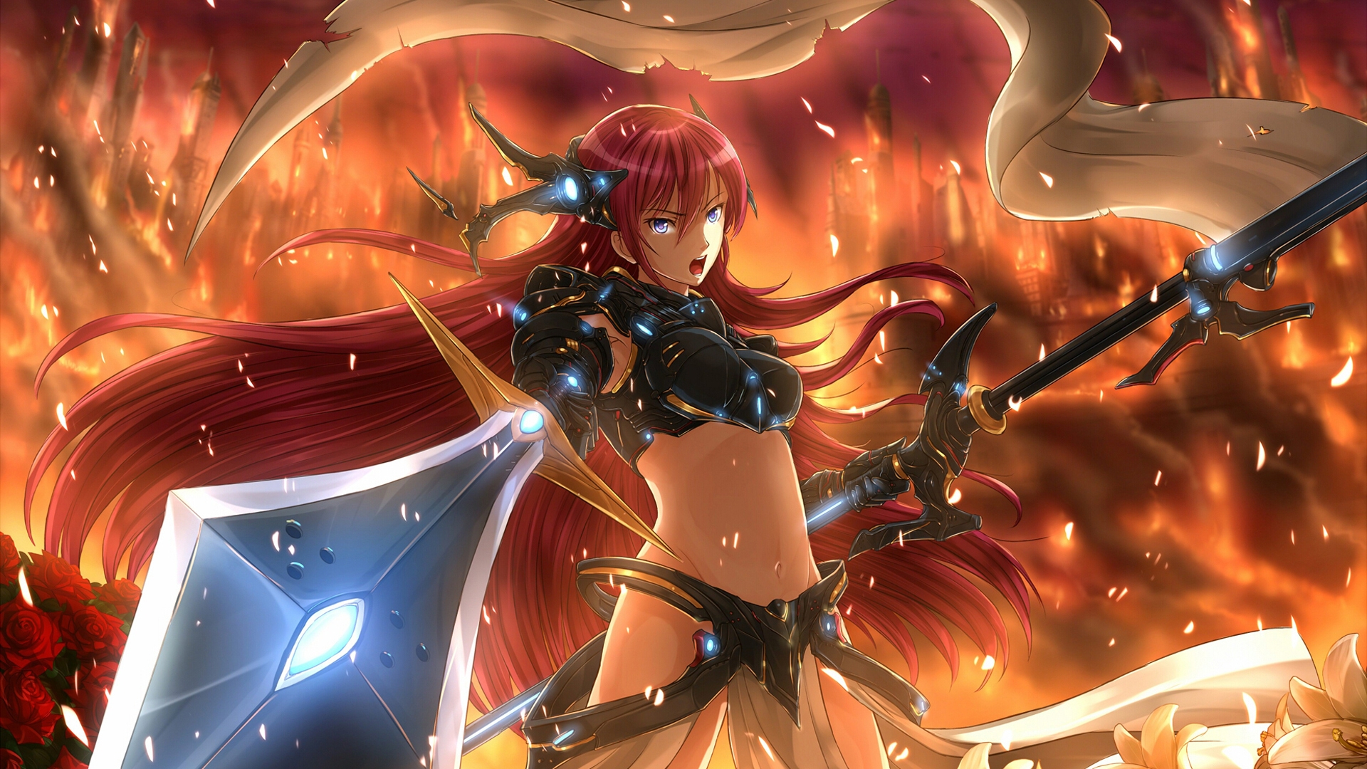 Megurine Luka in Fire for 1920 x 1080 HDTV 1080p resolution
