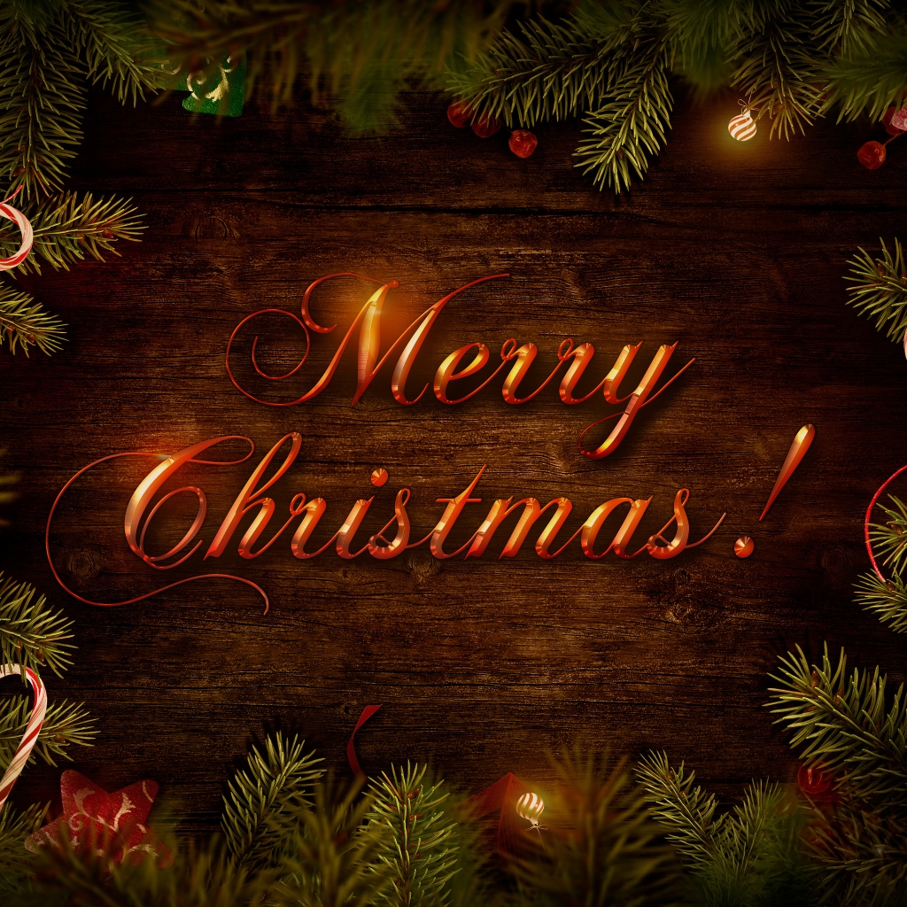 Merry Christmas Wish Decoration for 1024 x 1024 iPad resolution