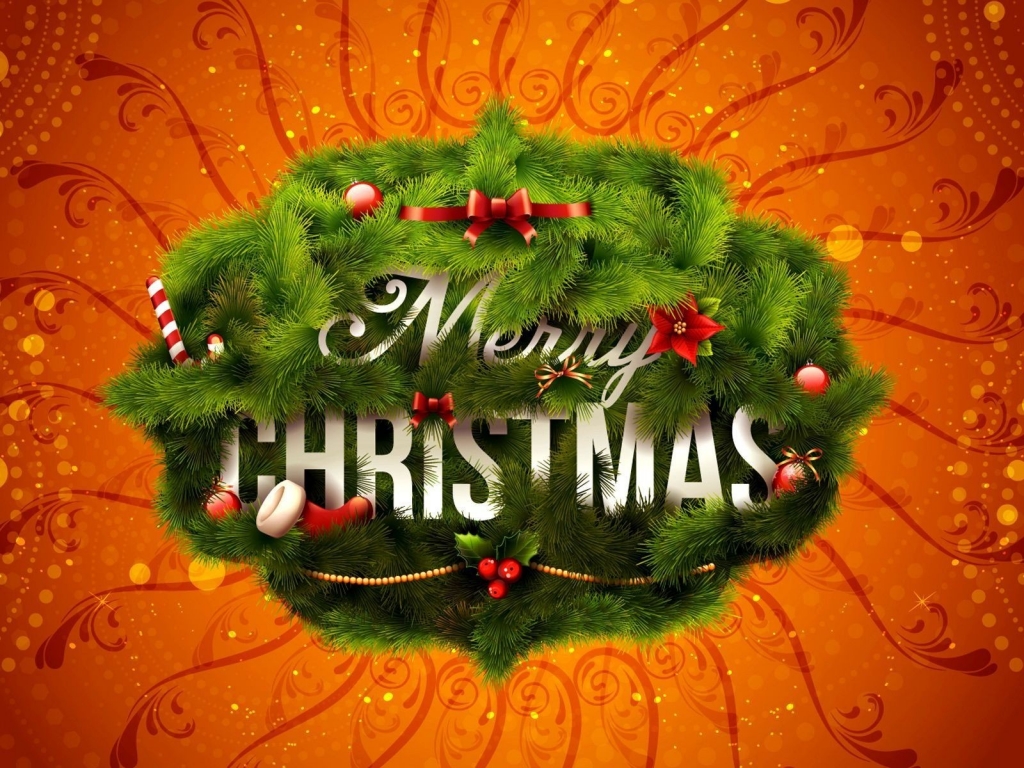 Merry Christmas Wreath for 1024 x 768 resolution