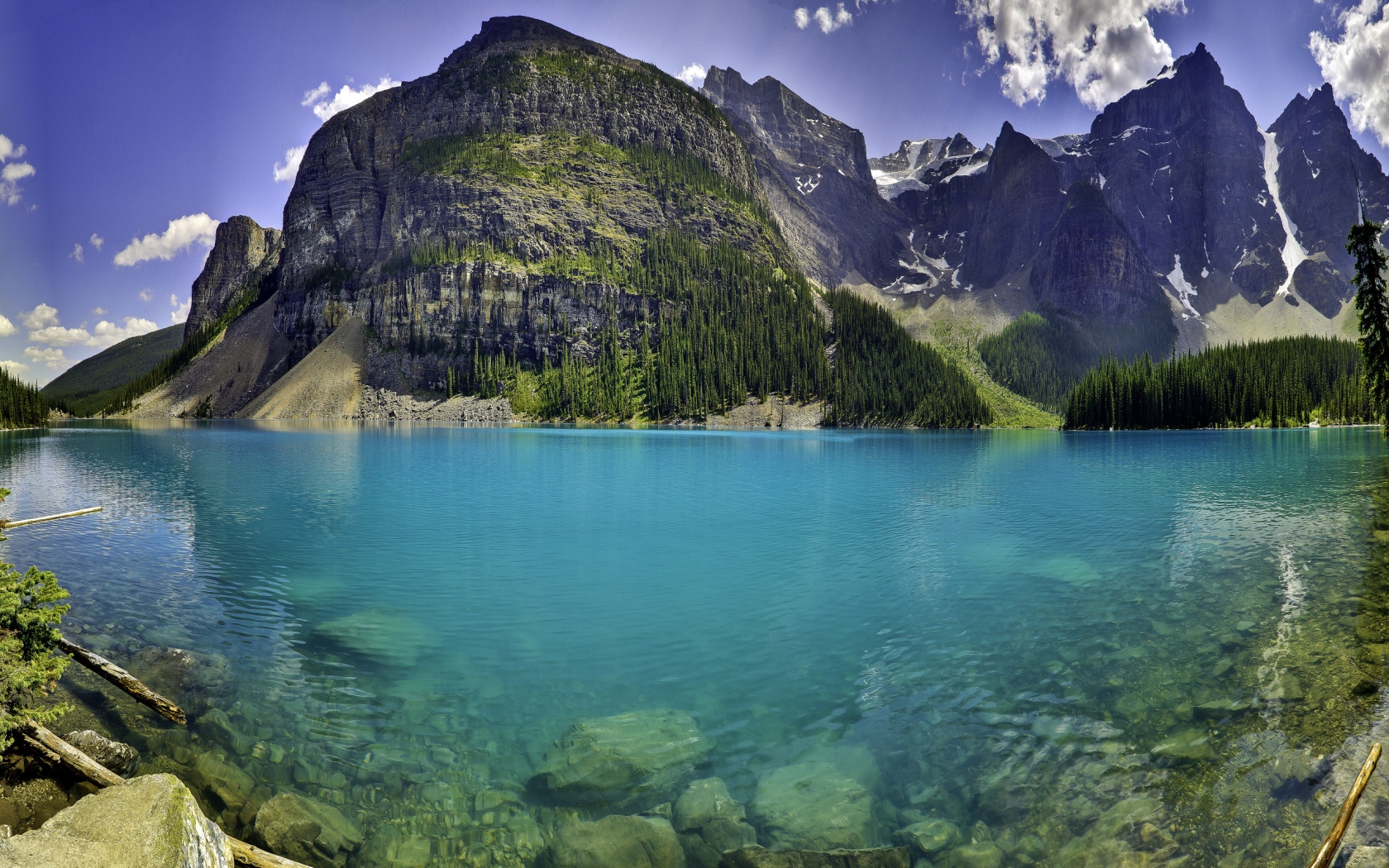 Moraine lake panorama for 1680 x 1050 widescreen resolution