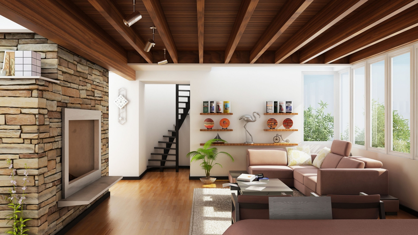 New Living Room Design for 1366 x 768 HDTV resolution