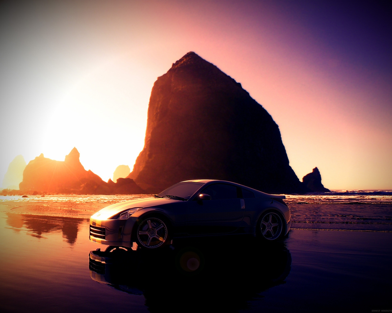 Nissan 350 Z Sunset for 1280 x 1024 resolution