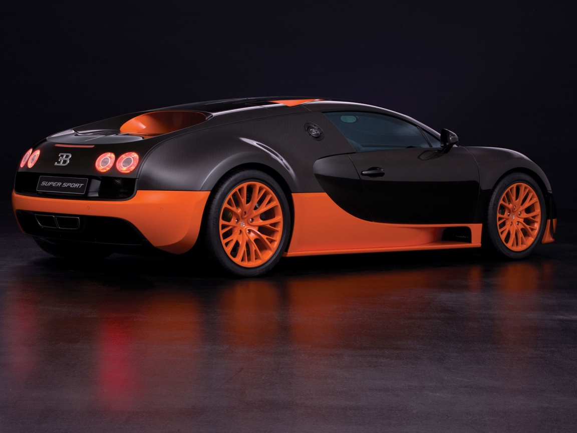 Orange Bugatti Veyron Super Sport for 1152 x 864 resolution