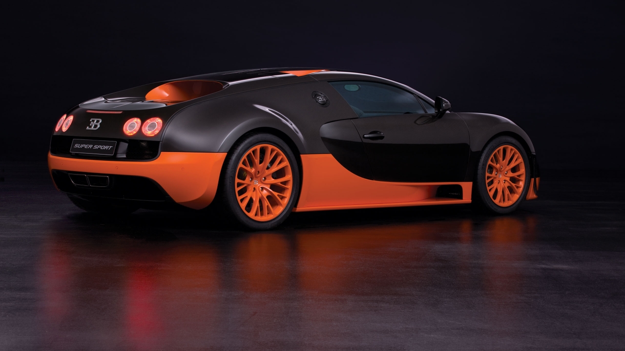Orange Bugatti Veyron Super Sport for 1280 x 720 HDTV 720p resolution