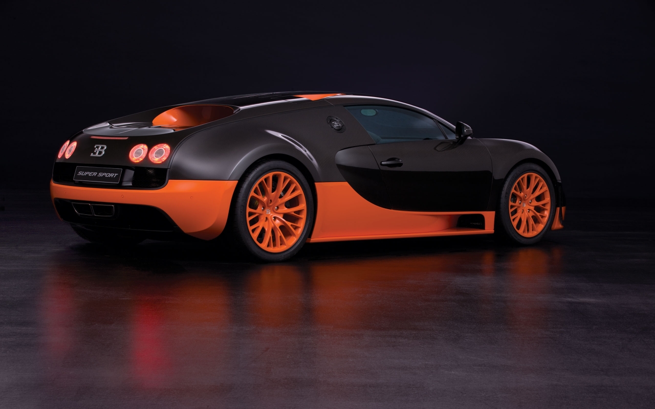 Orange Bugatti Veyron Super Sport for 1280 x 800 widescreen resolution