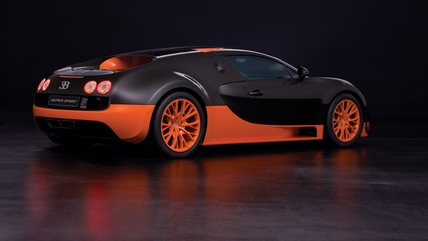 Orange Bugatti Veyron Super Sport for 1366 x 768 HDTV resolution
