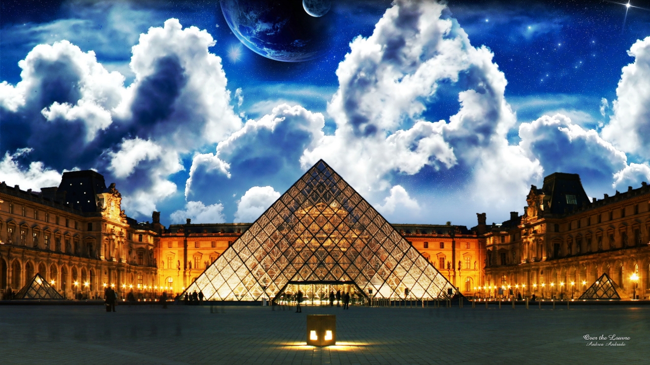 Over the Louvre for 1280 x 720 HDTV 720p resolution