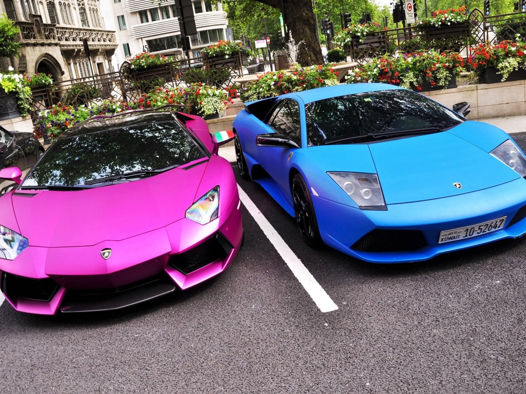 Pink and Blue Lamborghini for 1024 x 768 resolution