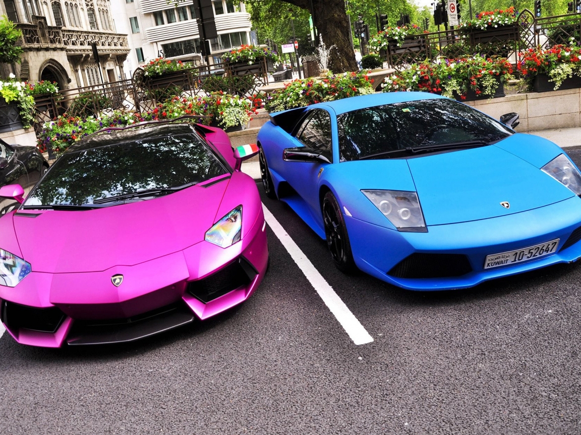 Pink and Blue Lamborghini for 1152 x 864 resolution