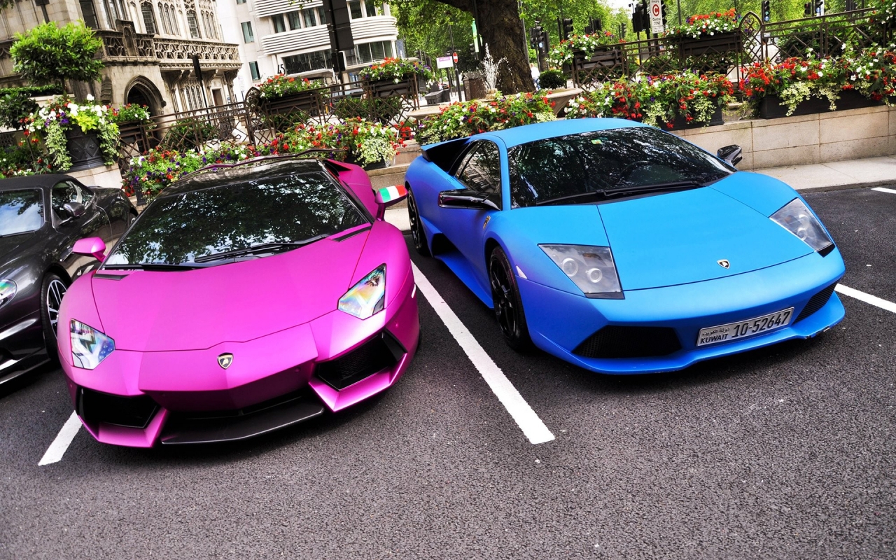 Pink and Blue Lamborghini for 1280 x 800 widescreen resolution