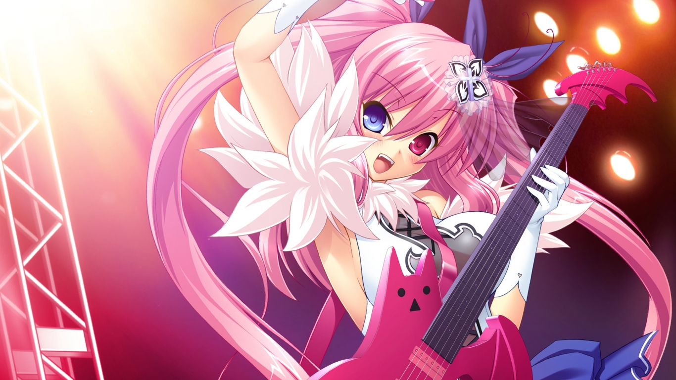 Pink Anime Girl for 1366 x 768 HDTV resolution