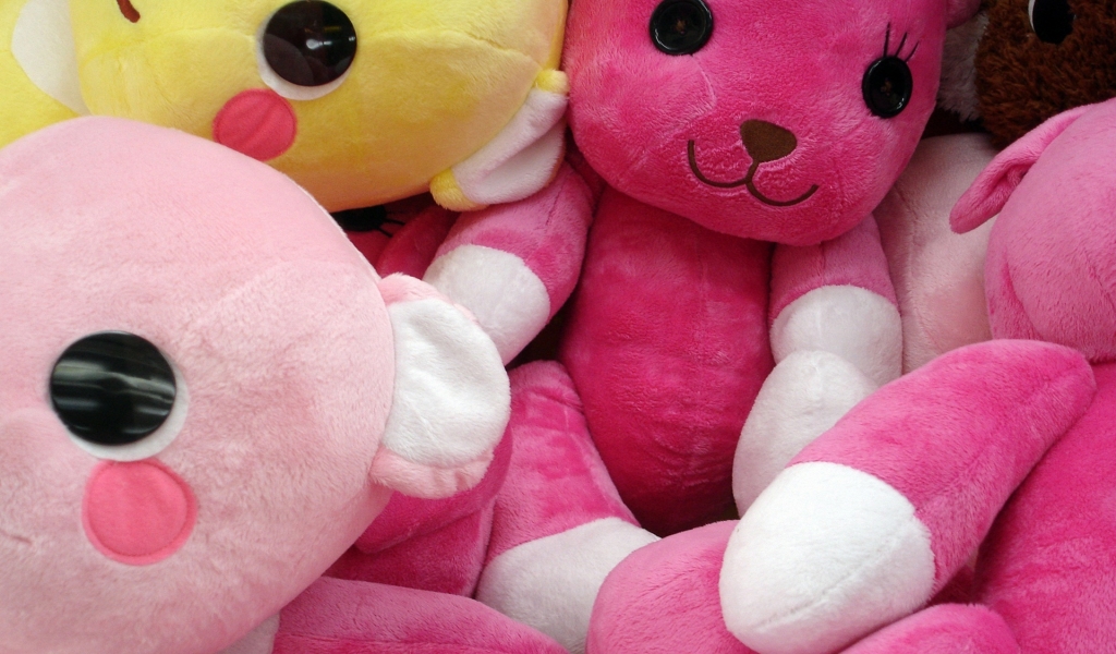 Pink Teddy Bears for 1024 x 600 widescreen resolution