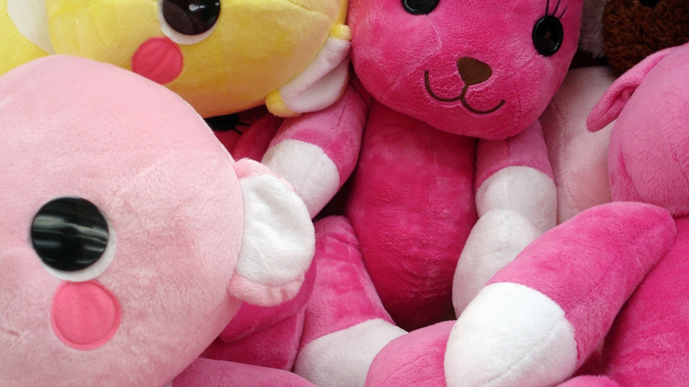 Pink Teddy Bears for 1366 x 768 HDTV resolution