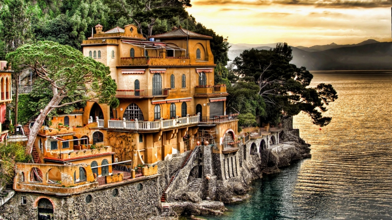 Portofino Coast Genoa for 1366 x 768 HDTV resolution