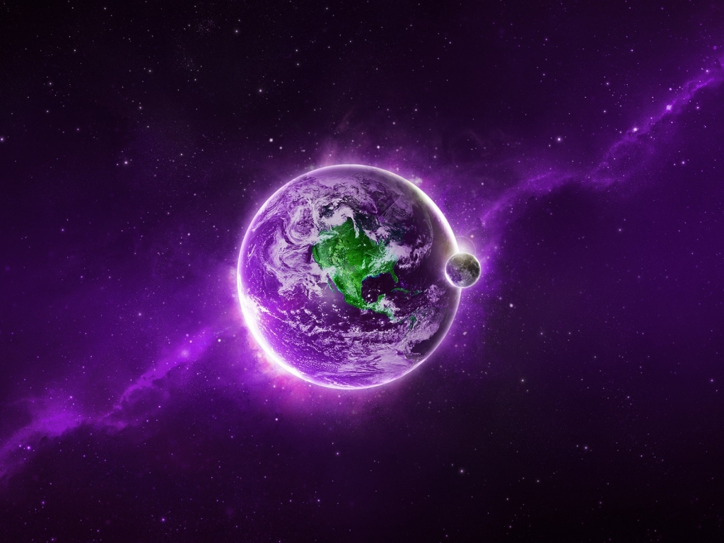 Purple Space Planet for 1024 x 768 resolution