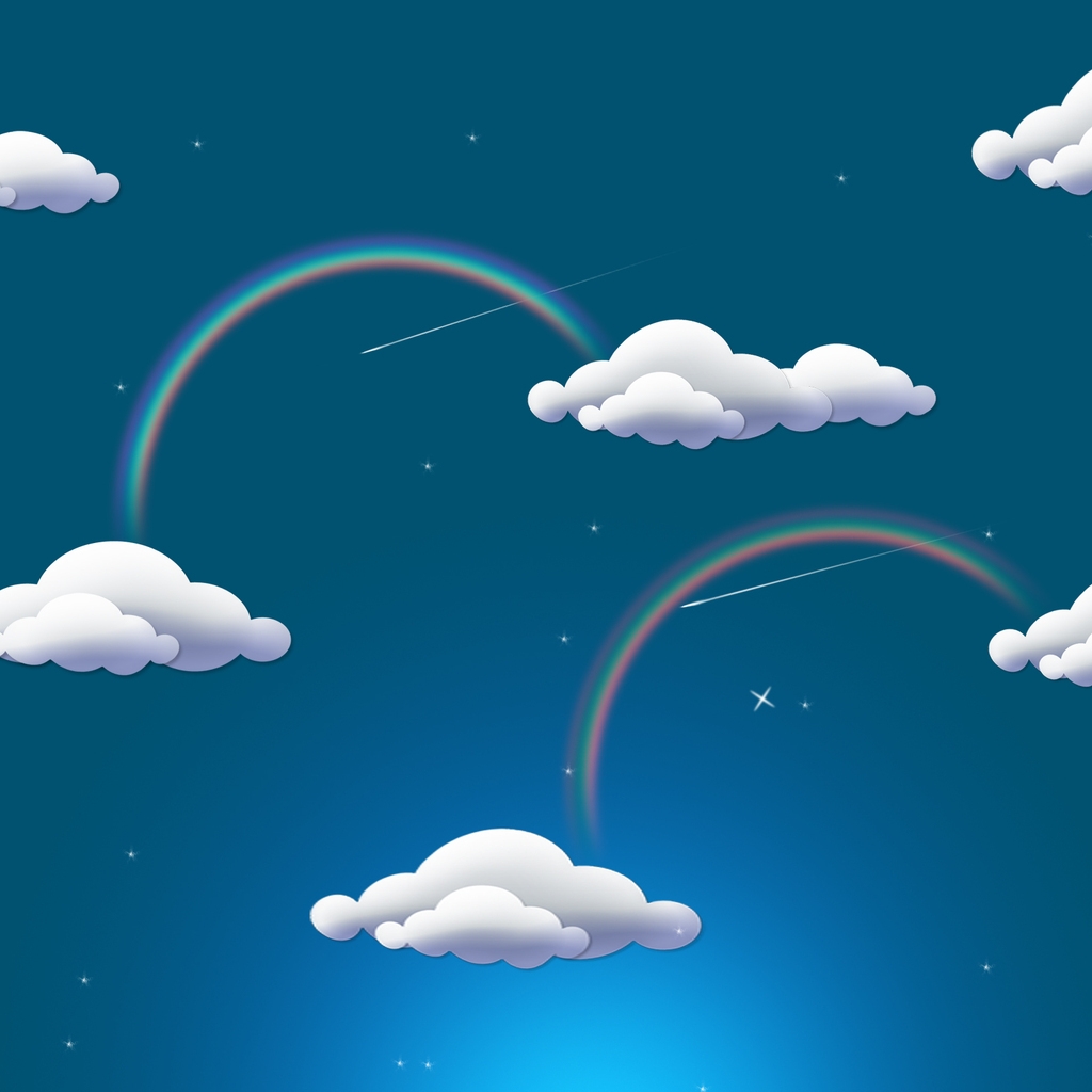 Rainbow and Clouds for 1024 x 1024 iPad resolution