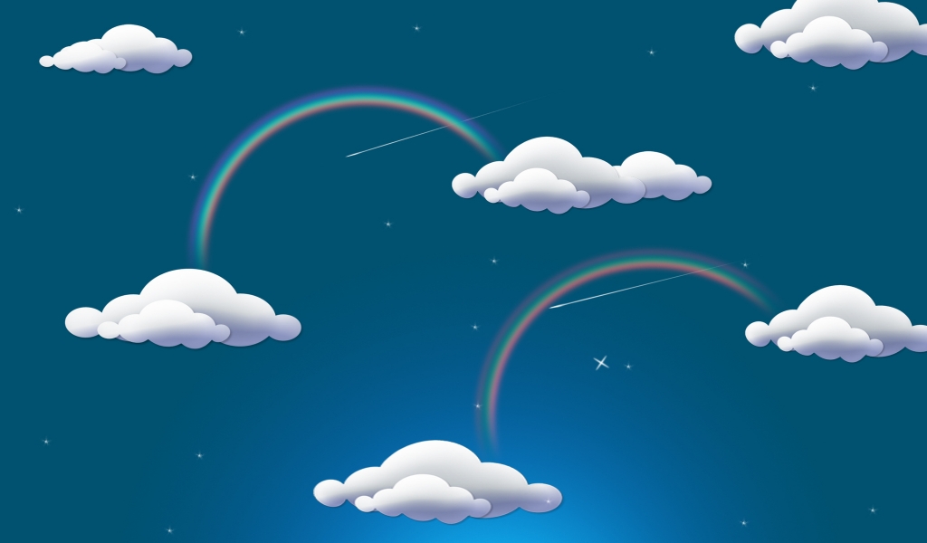 Rainbow and Clouds for 1024 x 600 widescreen resolution