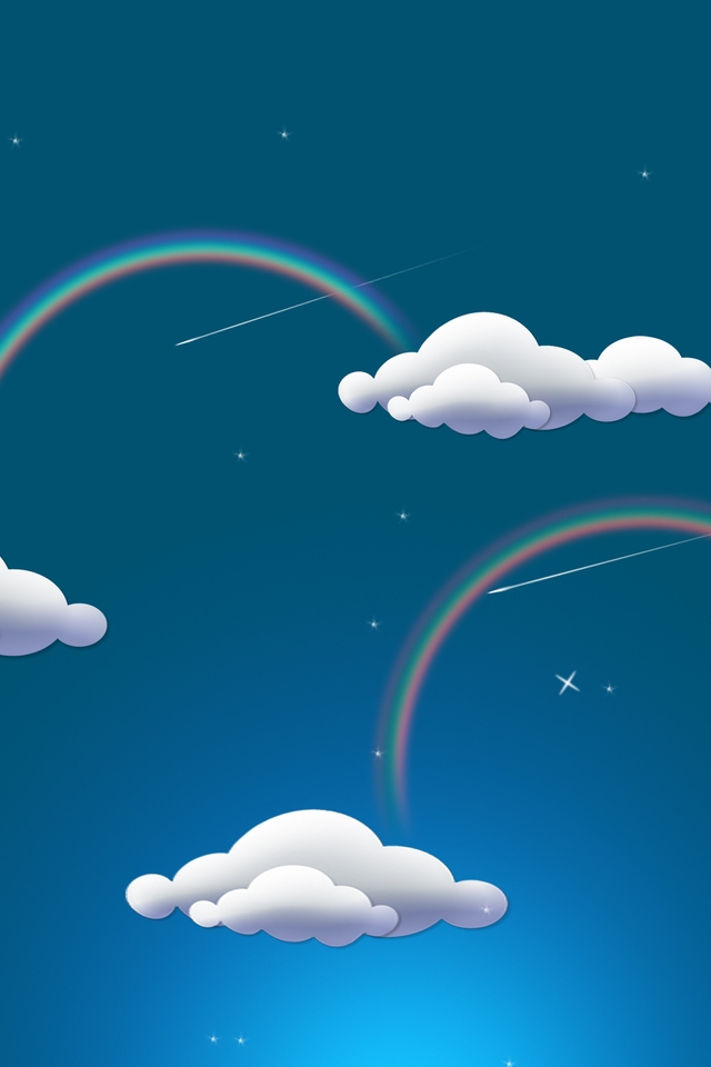 Rainbow and Clouds for 640 x 960 iPhone 4 resolution