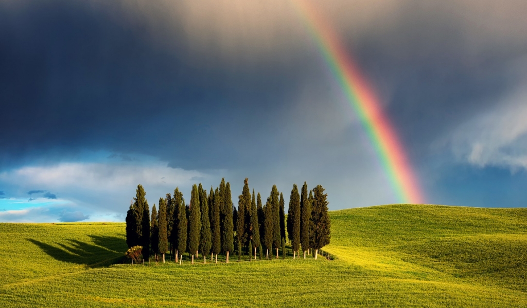 Rainbow in Tuscany for 1024 x 600 widescreen resolution