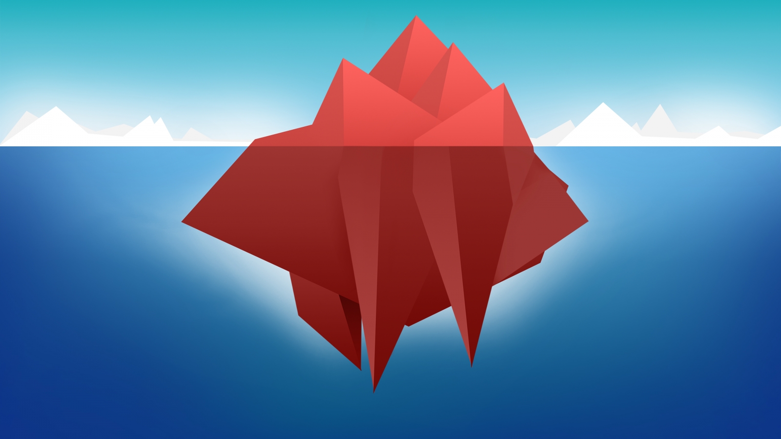 Red Minimal Iceberg for 1600 x 900 HDTV resolution