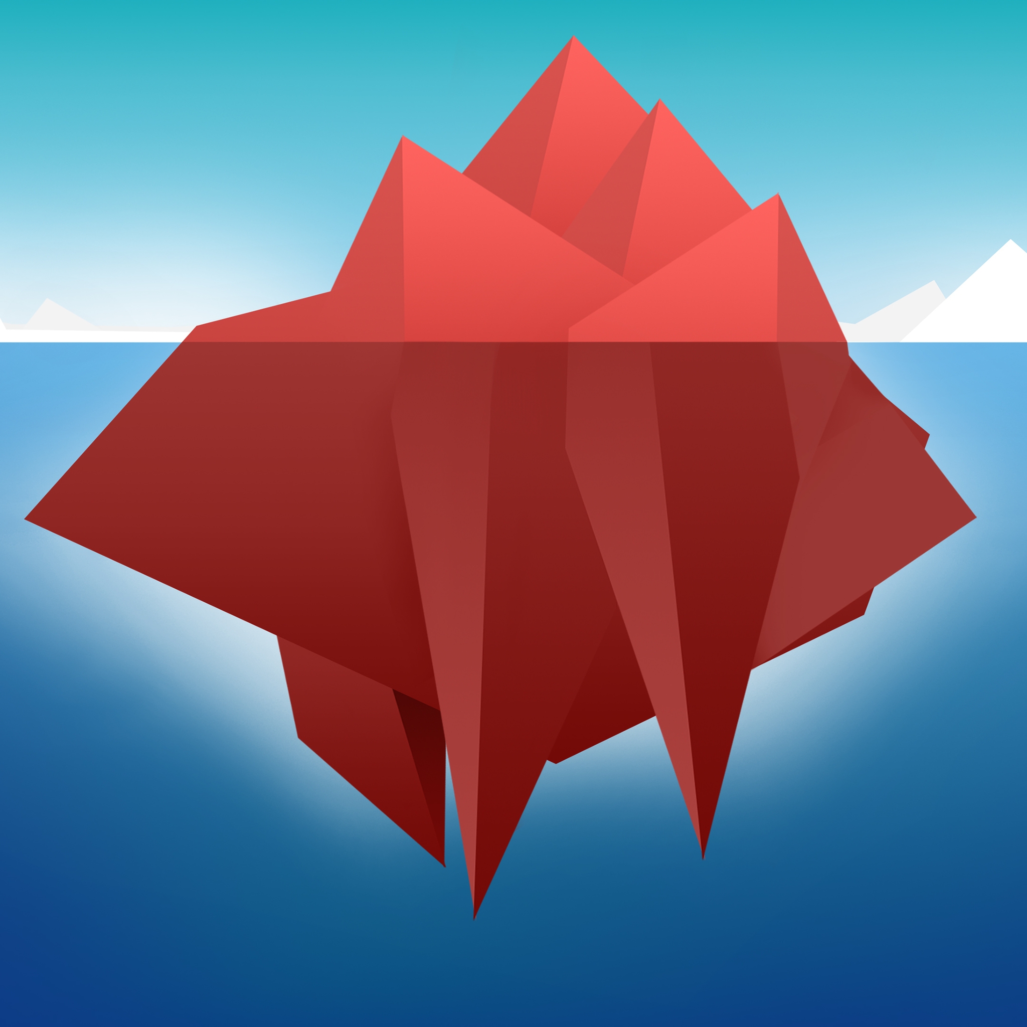 Red Minimal Iceberg for 2048 x 2048 New iPad resolution