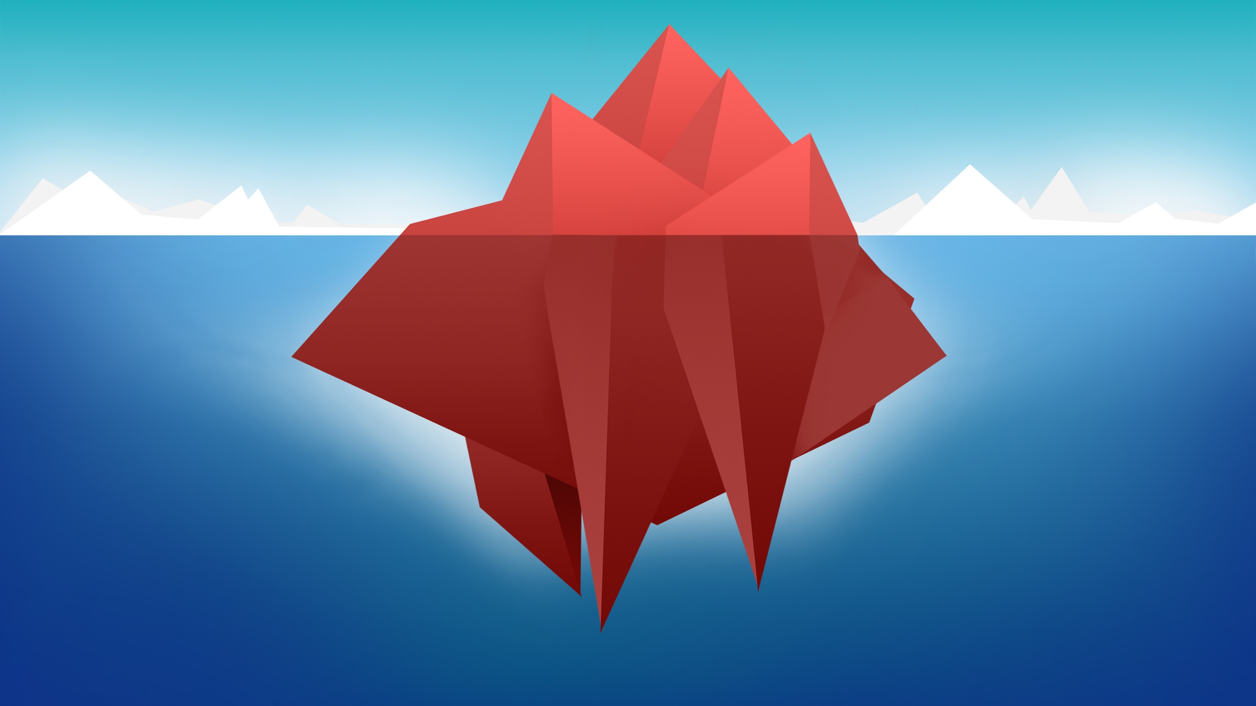 Red Minimal Iceberg for 2560x1440 HDTV resolution