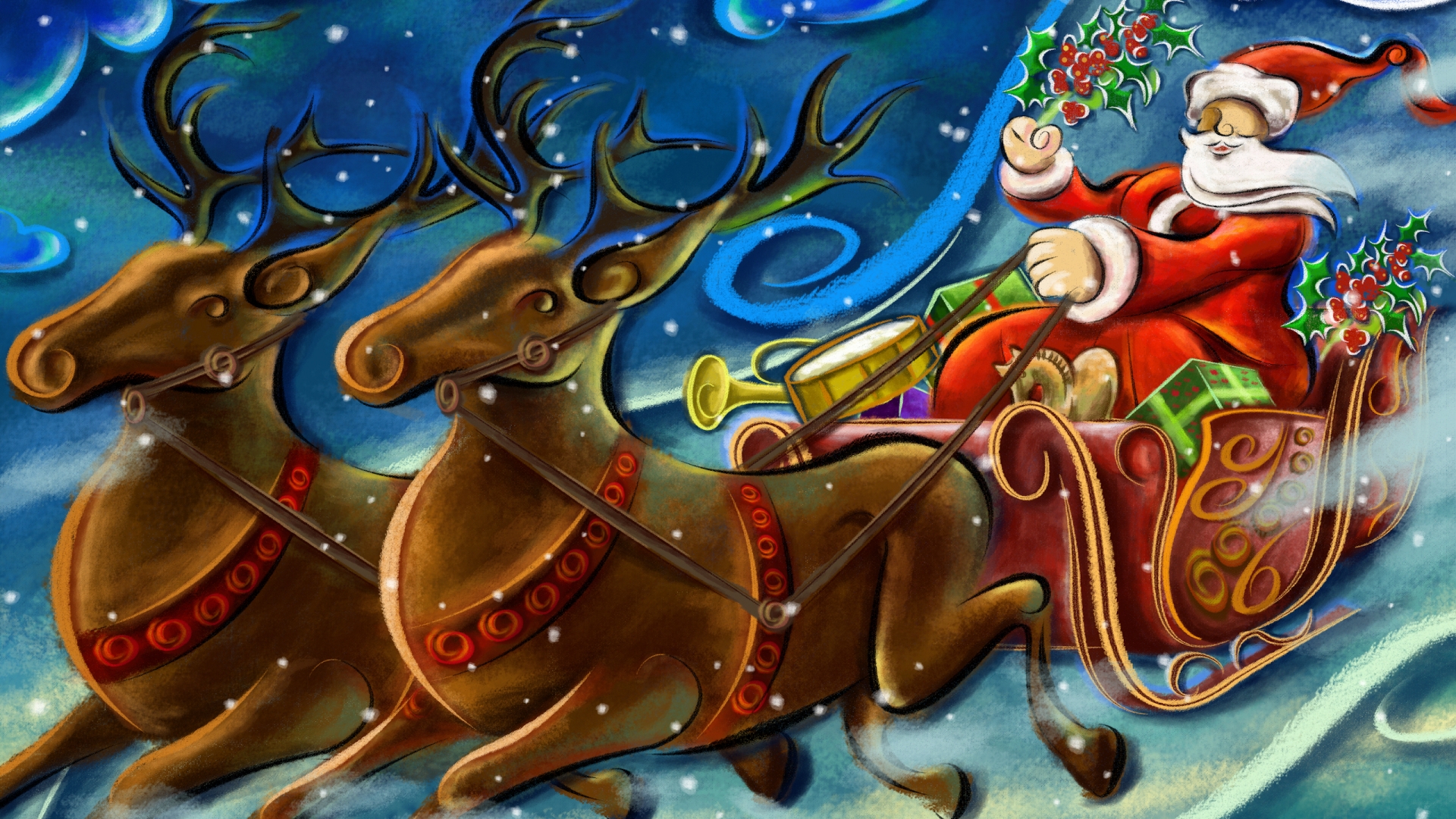 Santa Clouse Working for 1920 x 1080 HDTV 1080p resolution