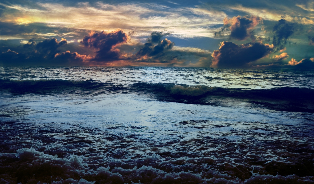 Sea Waves Landscape for 1024 x 600 widescreen resolution