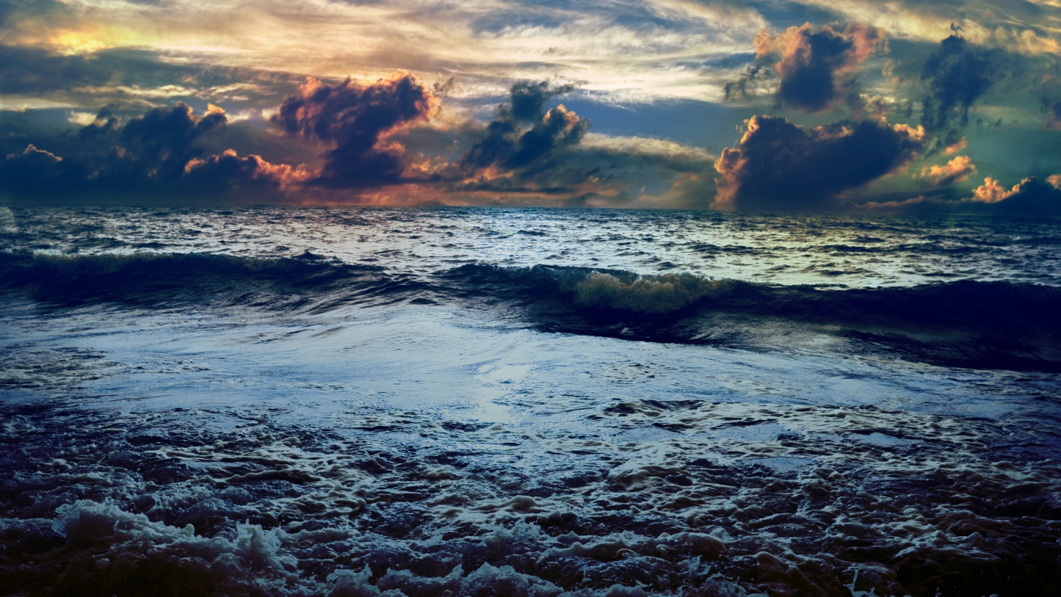 Sea Waves Landscape for 1536 x 864 HDTV resolution
