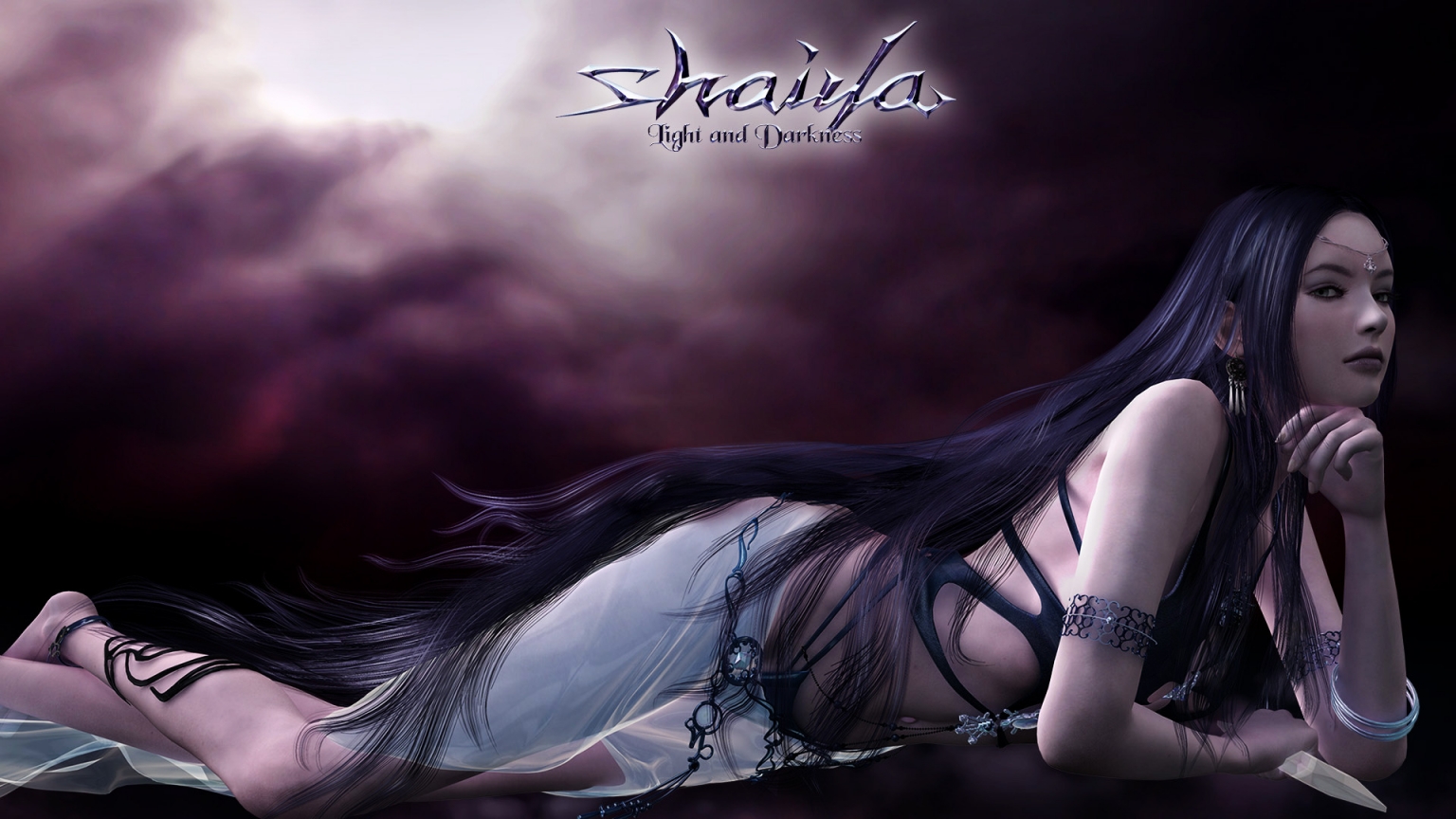 Shaiya Long Purple Hair for 1536 x 864 HDTV resolution