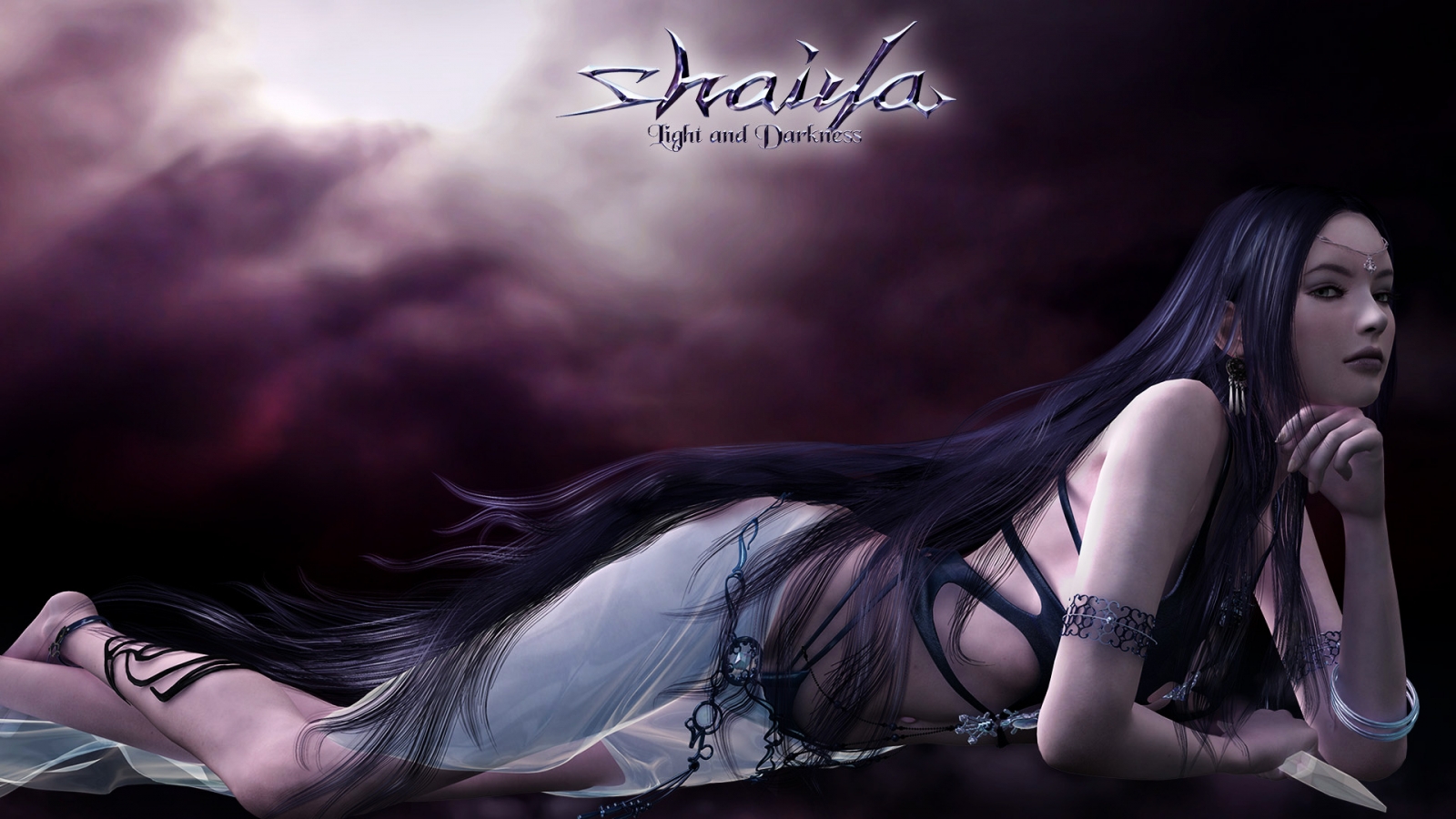 Shaiya Long Purple Hair for 1600 x 900 HDTV resolution