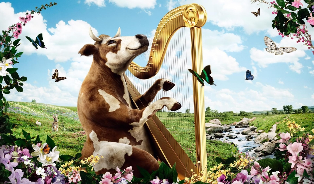 Singing Cow for 1024 x 600 widescreen resolution