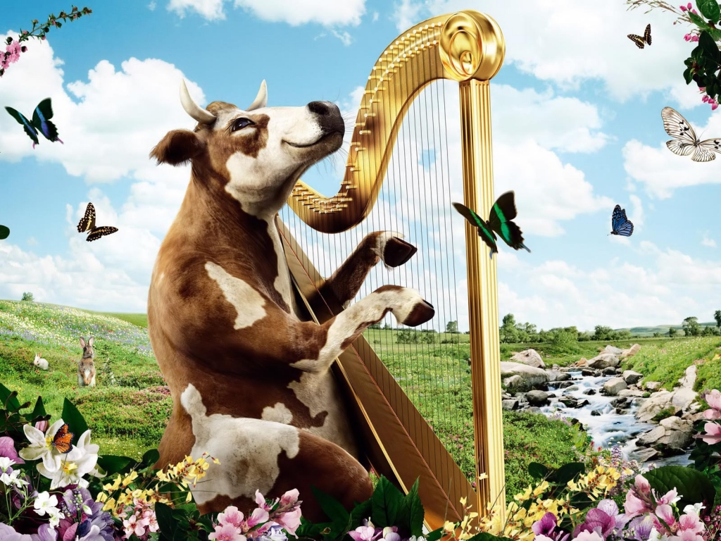 Singing Cow for 1024 x 768 resolution