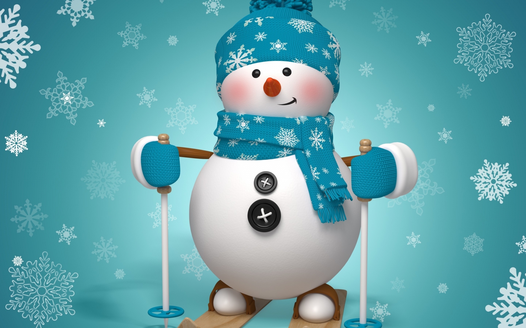 Snowman Ready to Ski for 1680 x 1050 widescreen resolution