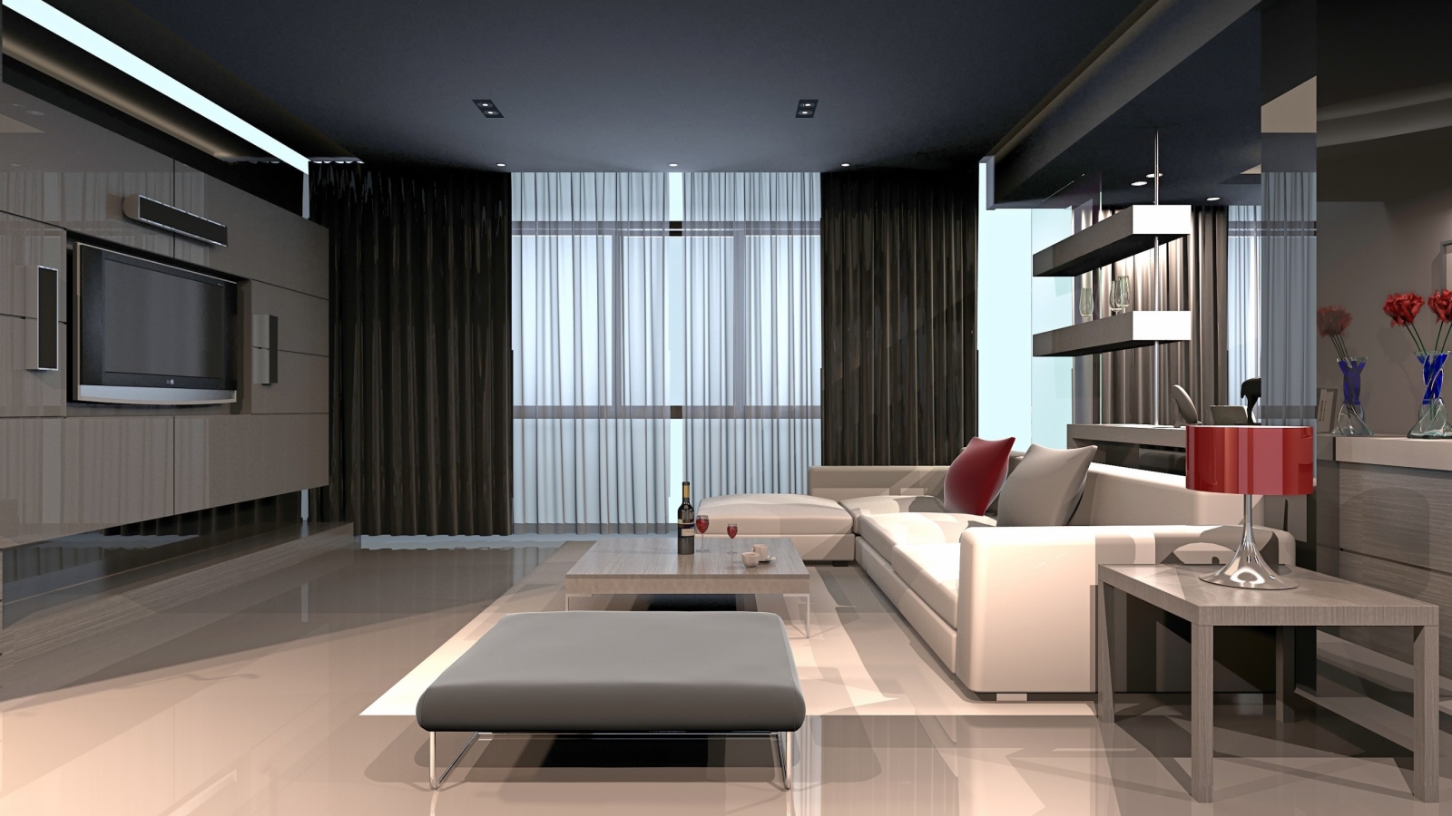 Spectacular Living Room Design for 1600 x 900 HDTV resolution