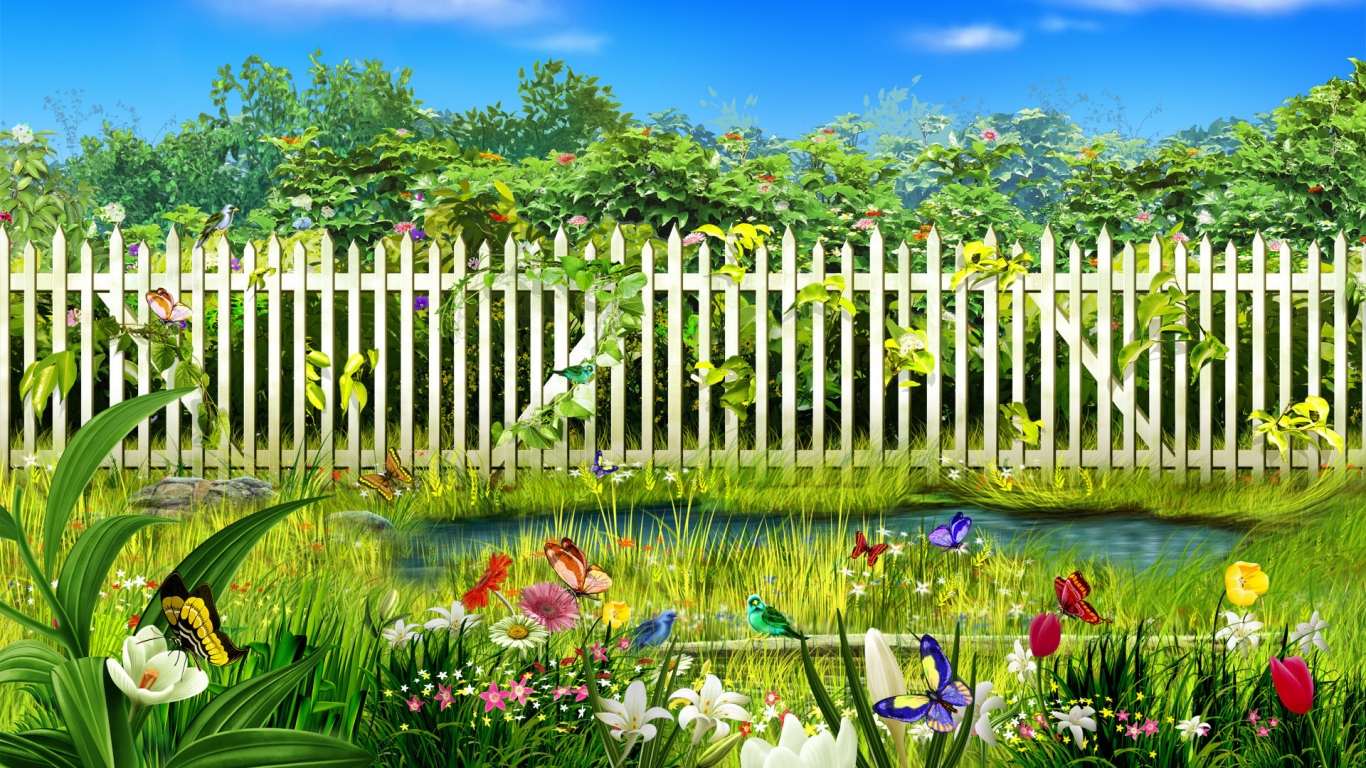 Spring garden for 1366 x 768 HDTV resolution
