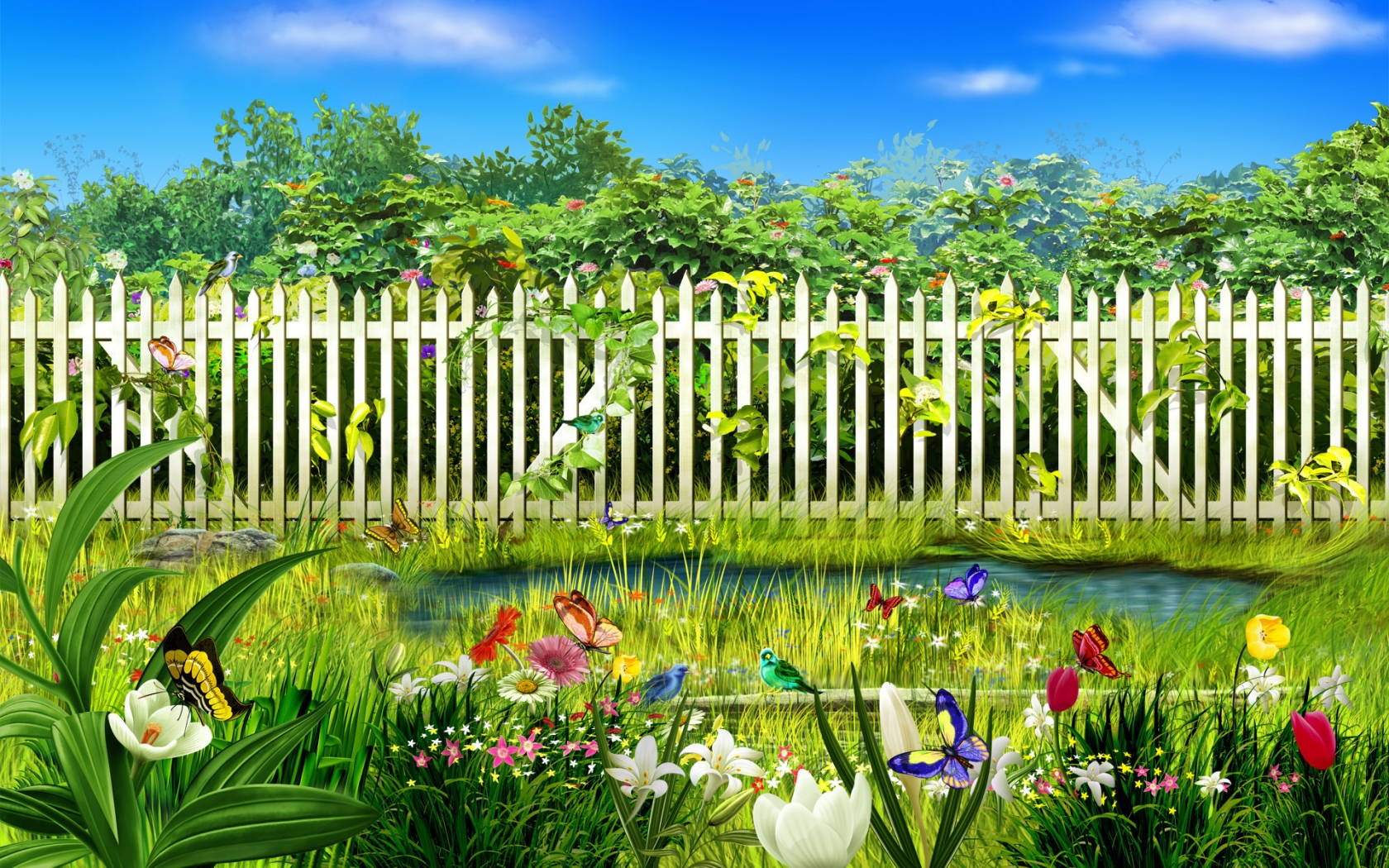 Spring garden for 1680 x 1050 widescreen resolution