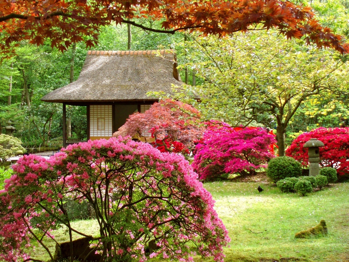 Spring Japanese Garden for 1152 x 864 resolution
