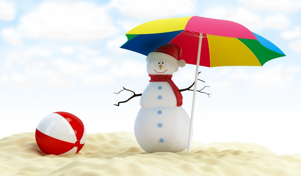 Summer Snowman for 1024 x 600 widescreen resolution