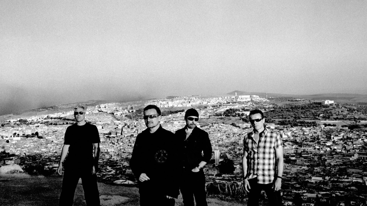U2 black and white for 1280 x 720 HDTV 720p resolution
