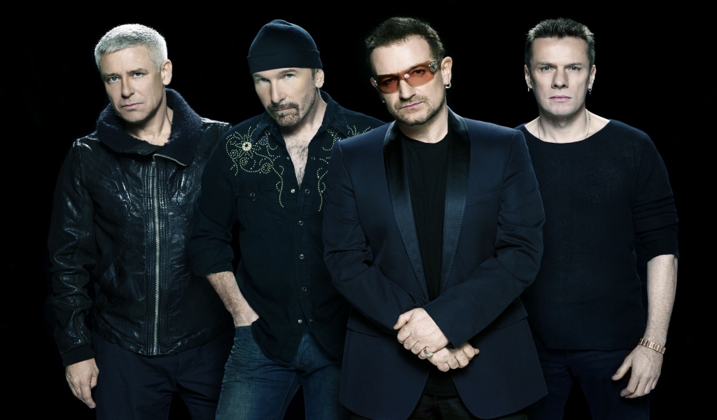 U2 black background for 1024 x 600 widescreen resolution