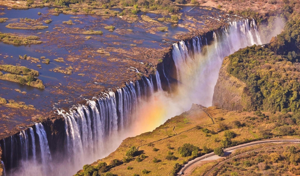 Victoria Falls Zambia for 1024 x 600 widescreen resolution