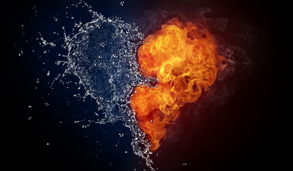 Water and Fire Love for 1024 x 600 widescreen resolution
