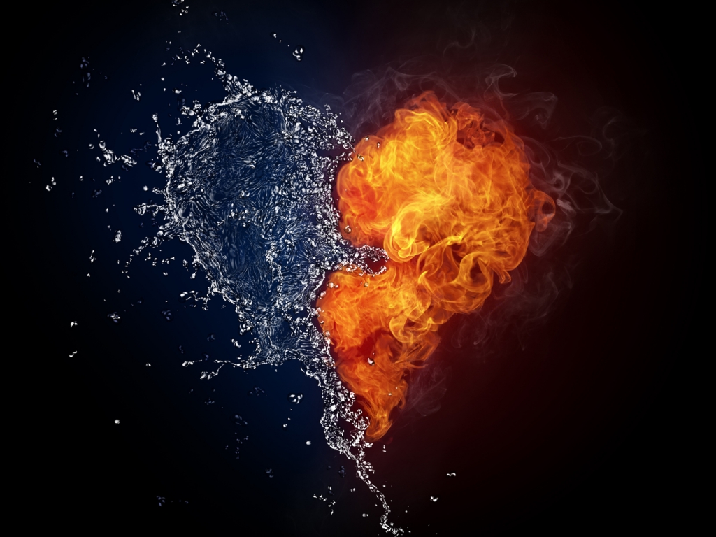 Water and Fire Love for 1024 x 768 resolution